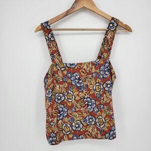 Faherty linen crop top floral sleeveless womens Small Fall Boho Bohemian